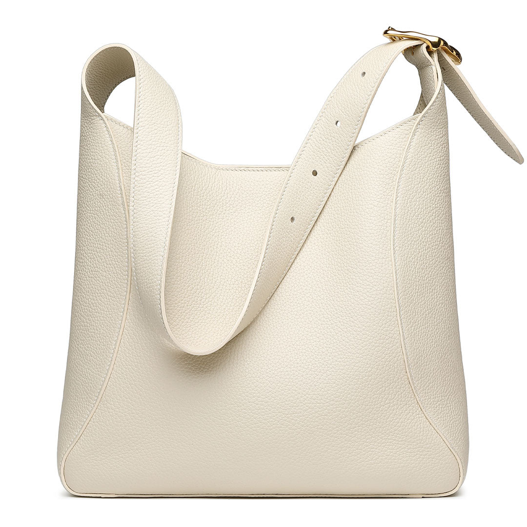 Handmade White TOGO Leather Shoulder Hobo Bag