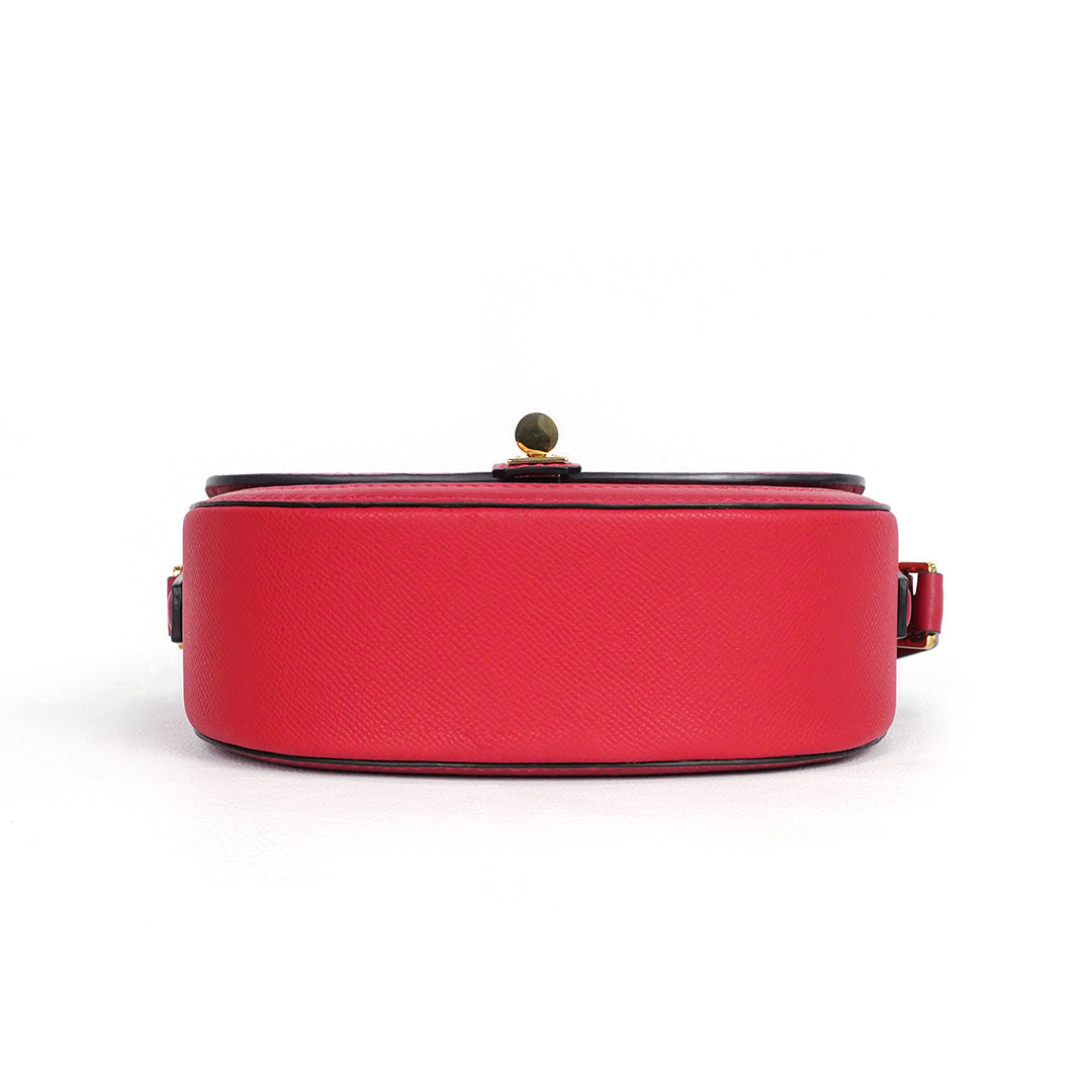 Handmade Red EP SWIFT Leather Crossbody Saddle Bag