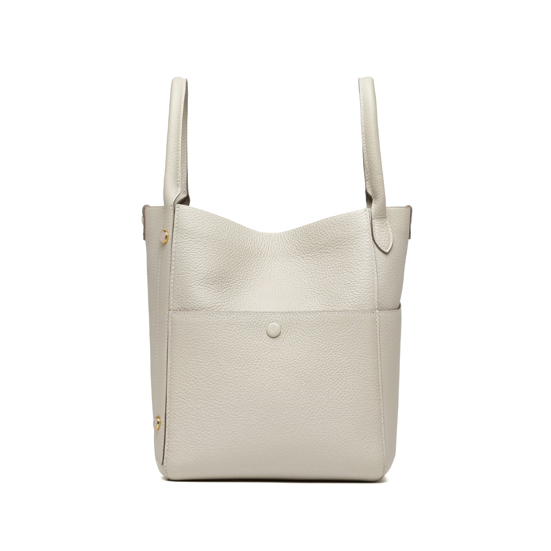 Handmade Cream White TOGO Leather Picotin Tote Bag