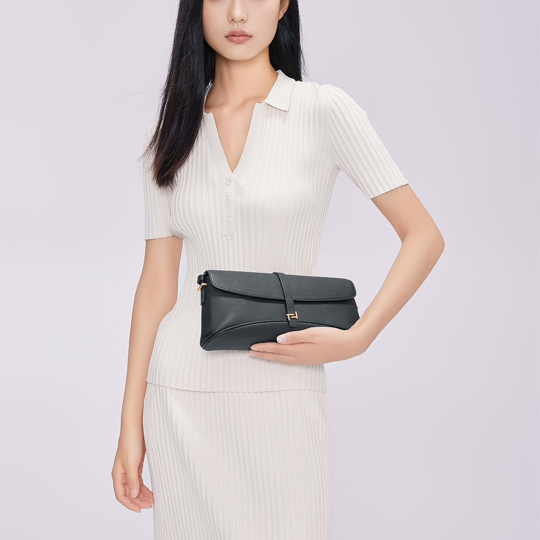 Handmade Black TOGO Leather Shoulder Bag