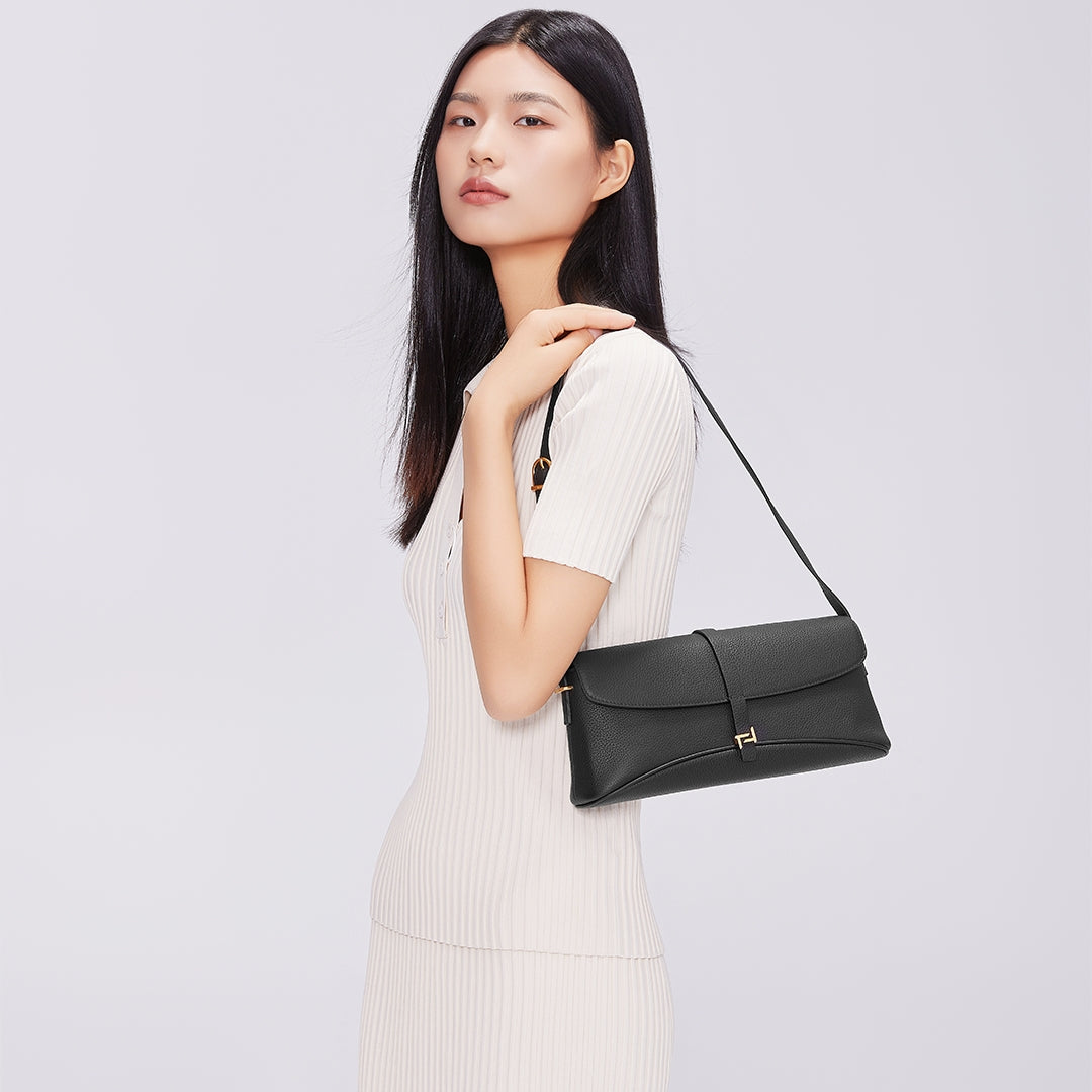 Handmade Black TOGO Leather Shoulder Bag