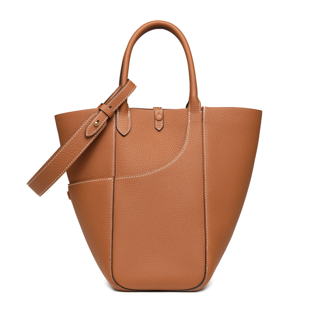 Handmade Gold Brown TOGO Leather Picotin Tote Bag