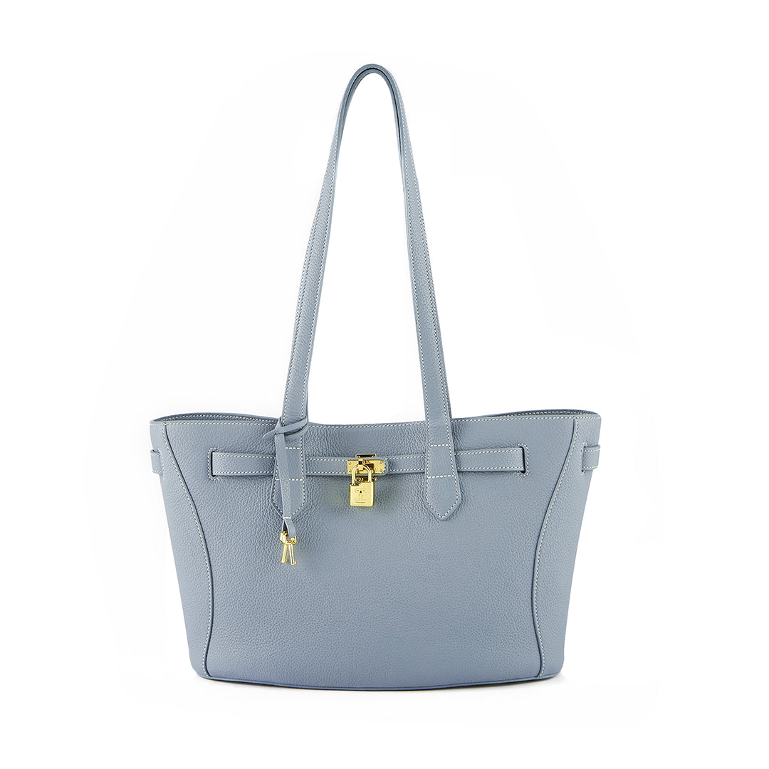 Handmade Blue TOGO Leather Shoulder Tote Bag