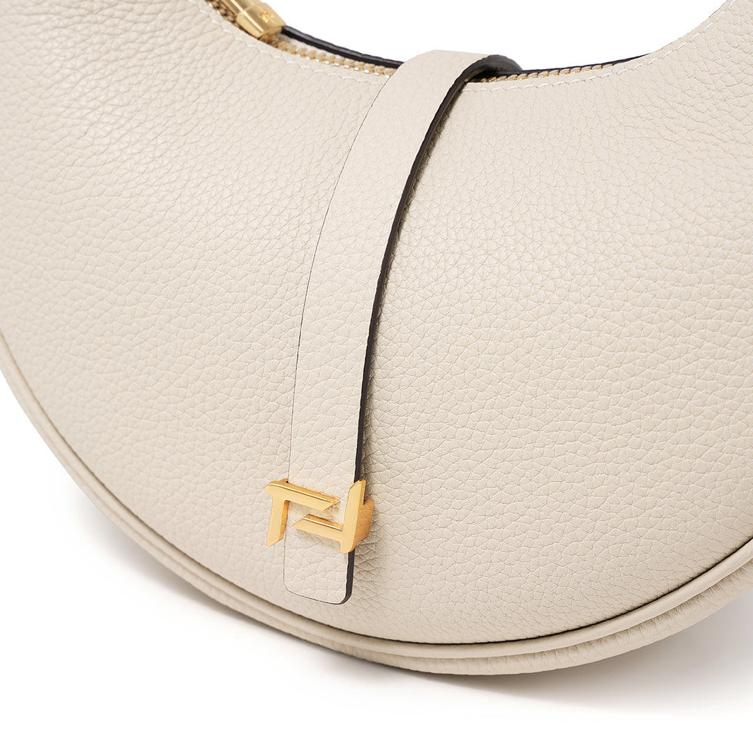 Handmade Cream White TOGO Leather Crescent Bag