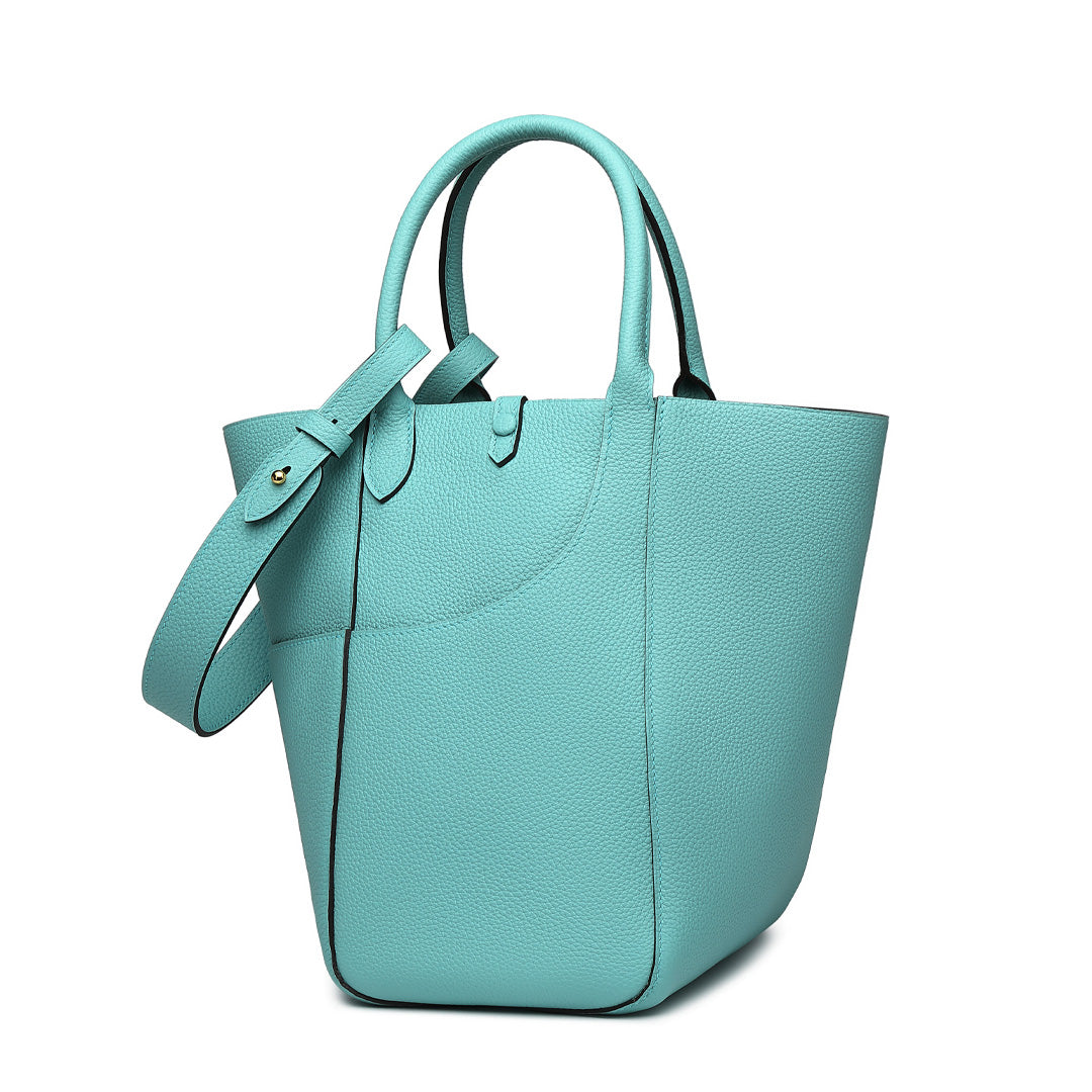 Handmade Macaron Blue TOGO Leather Picotin Tote Bag