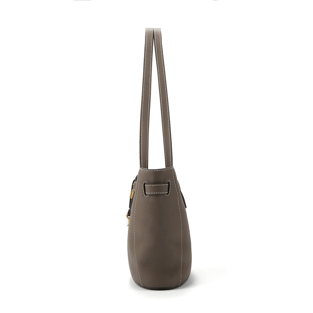 Handmade Etoupe TOGO Leather Shoulder Tote Bag
