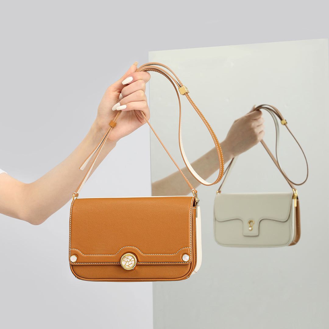 Handmade Biscuit SWIFT Leather Crossbody Gemini Saddle Bag