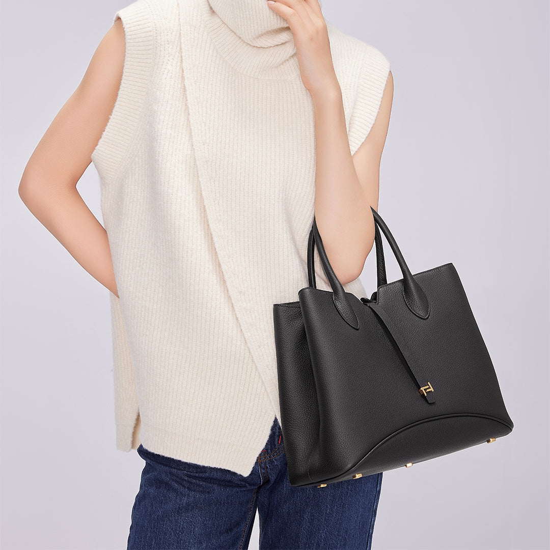 Handmade Black TOGO Leather Tote Bag