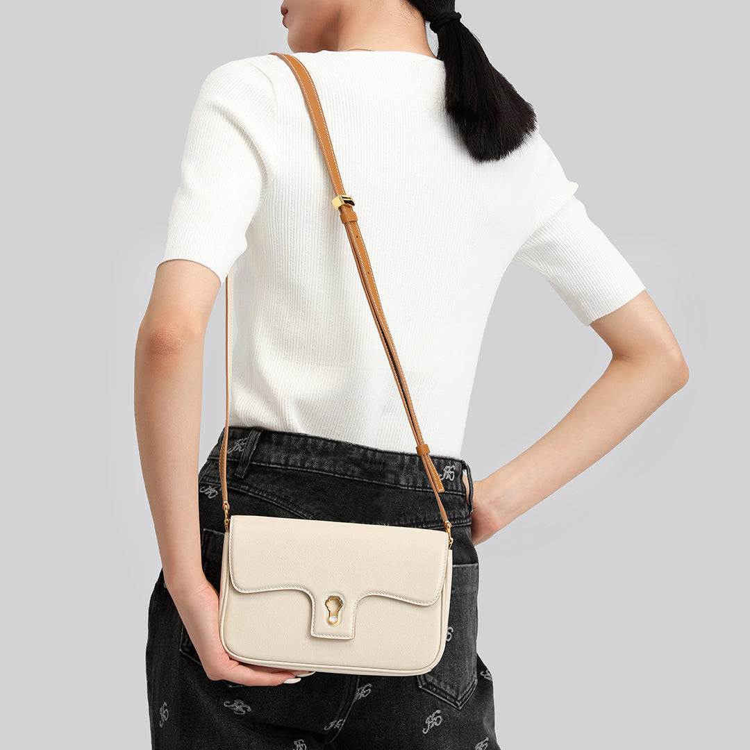 Handmade Biscuit SWIFT Leather Crossbody Gemini Saddle Bag