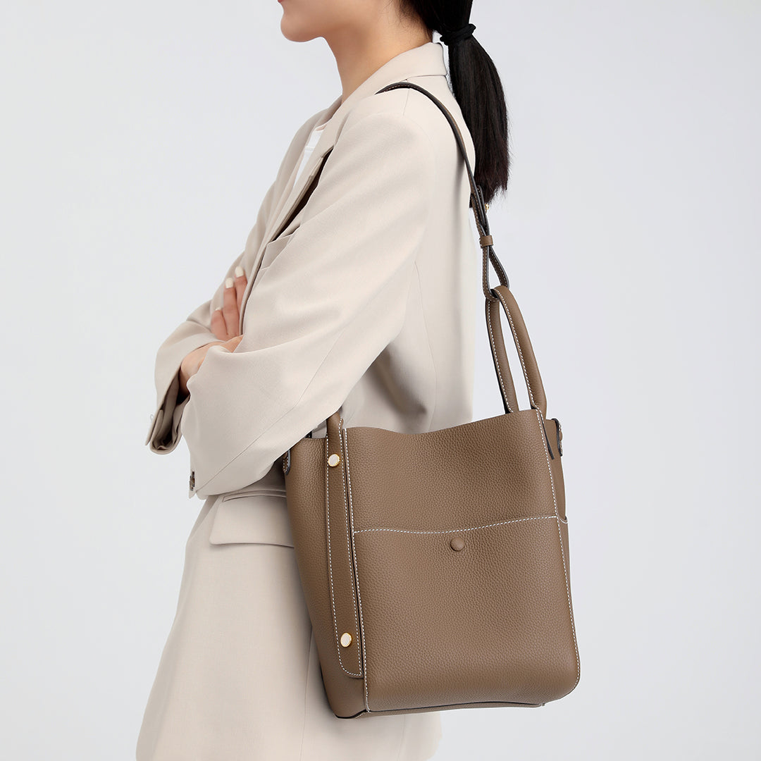 Handmade Etoupe TOGO Leather Picotin Tote Bag