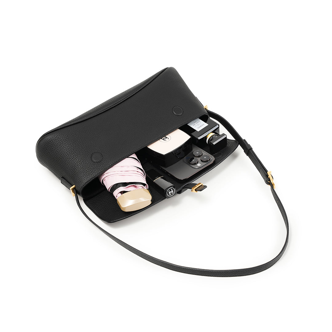 Handmade Black TOGO Leather Shoulder Bag