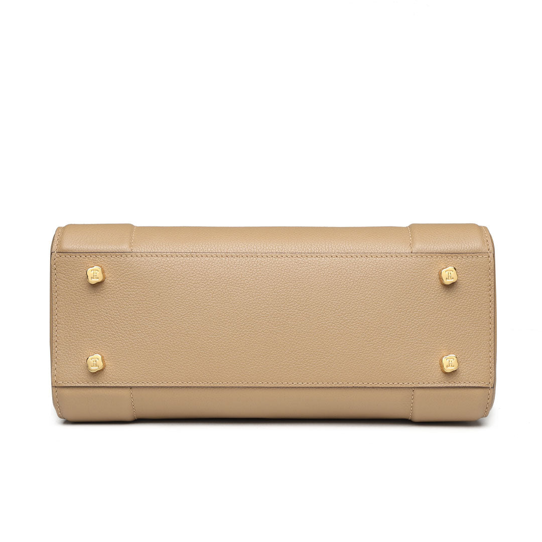 Handmade Milk Tea EVE Leather Dome Shell Tote Bag