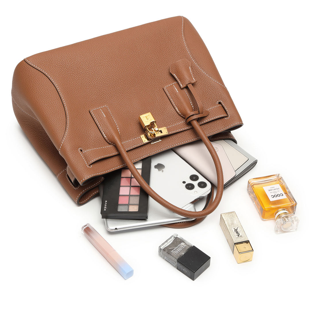 Handmade Gold Brown TOGO Leather Tote Bags