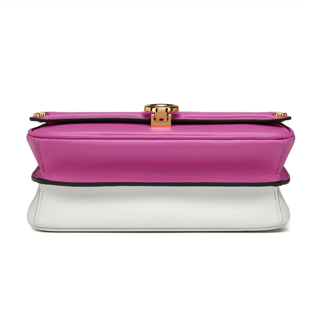 Handmade Violet SWIFT Leather Crossbody Gemini Saddle Bag