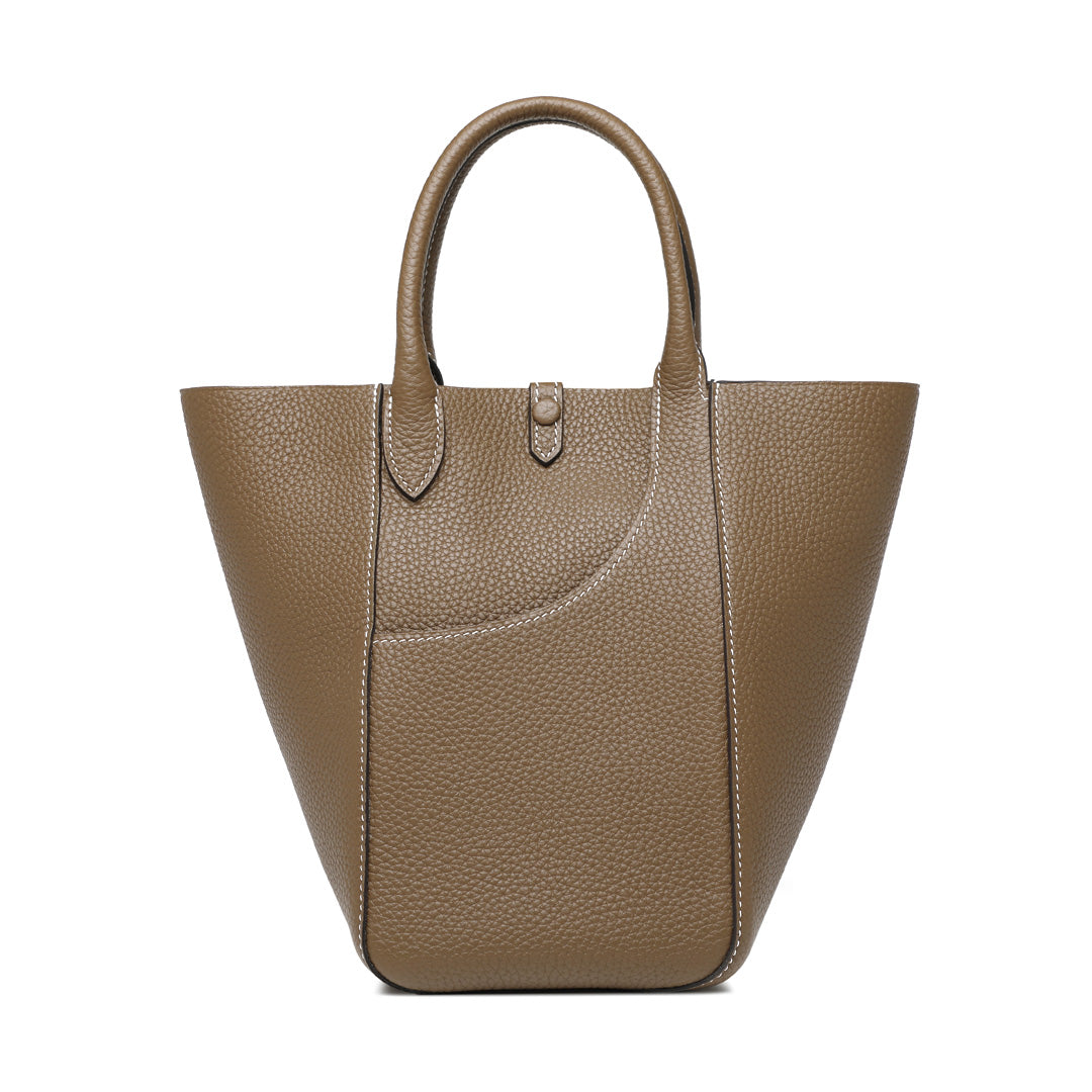 Handmade Etoupe TOGO Leather Picotin Tote Bag - Small