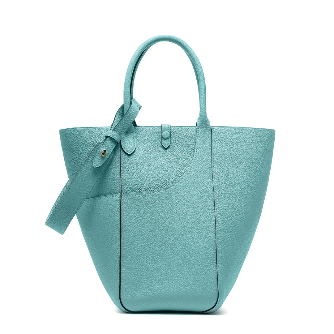 Handmade Macaron Blue TOGO Leather Picotin Tote Bag