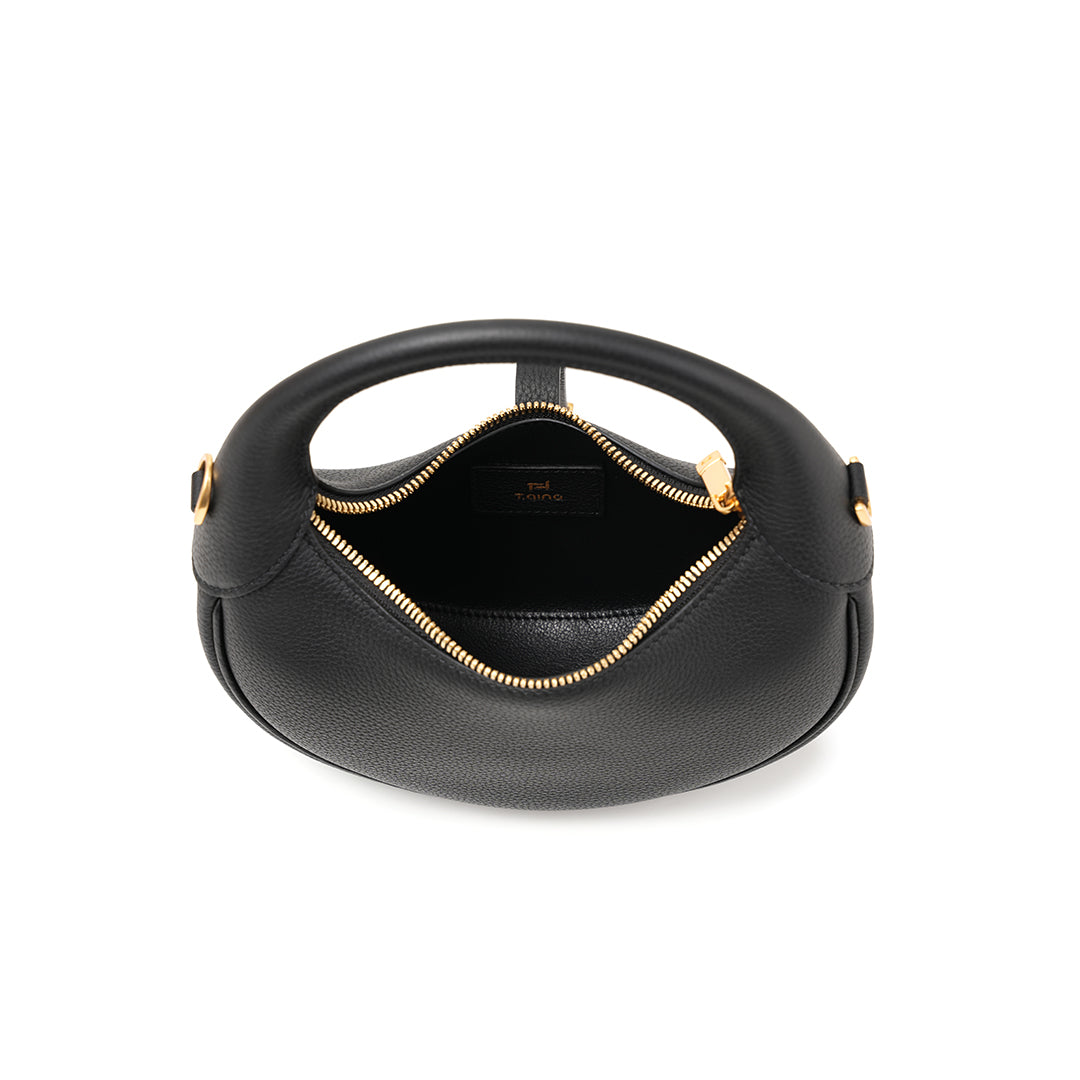 Handmade Black TOGO Leather Crescent Bag