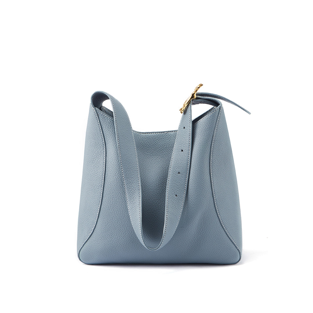 Handmade Blue TOGO Leather Shoulder Hobo Bag