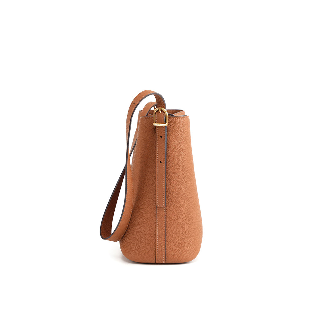 Handmade Gold Brown TOGO Leather Bucket Bag