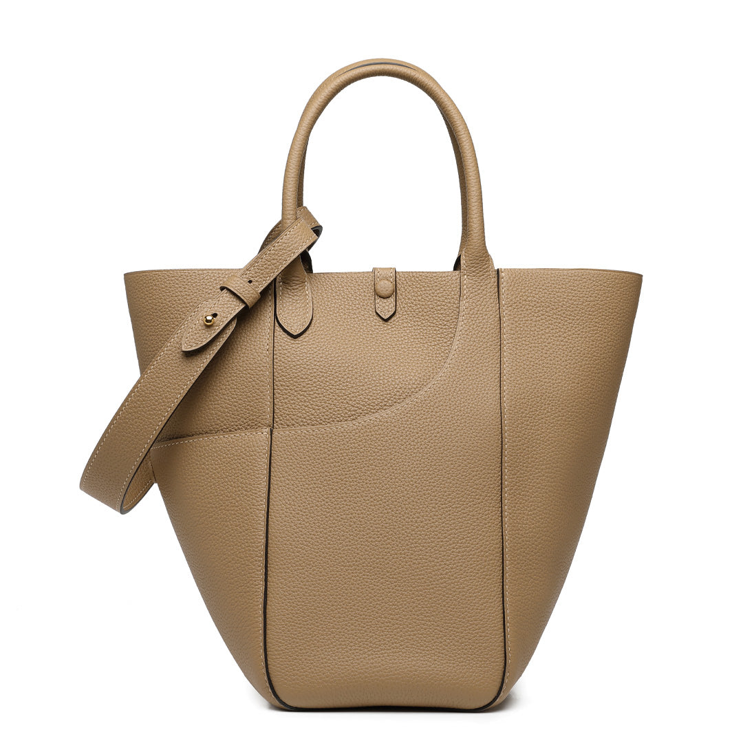 Handmade Milk Tea TOGO Leather Picotin Tote Bag