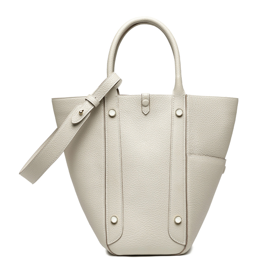 Handmade Cream White TOGO Leather Picotin Tote Bag