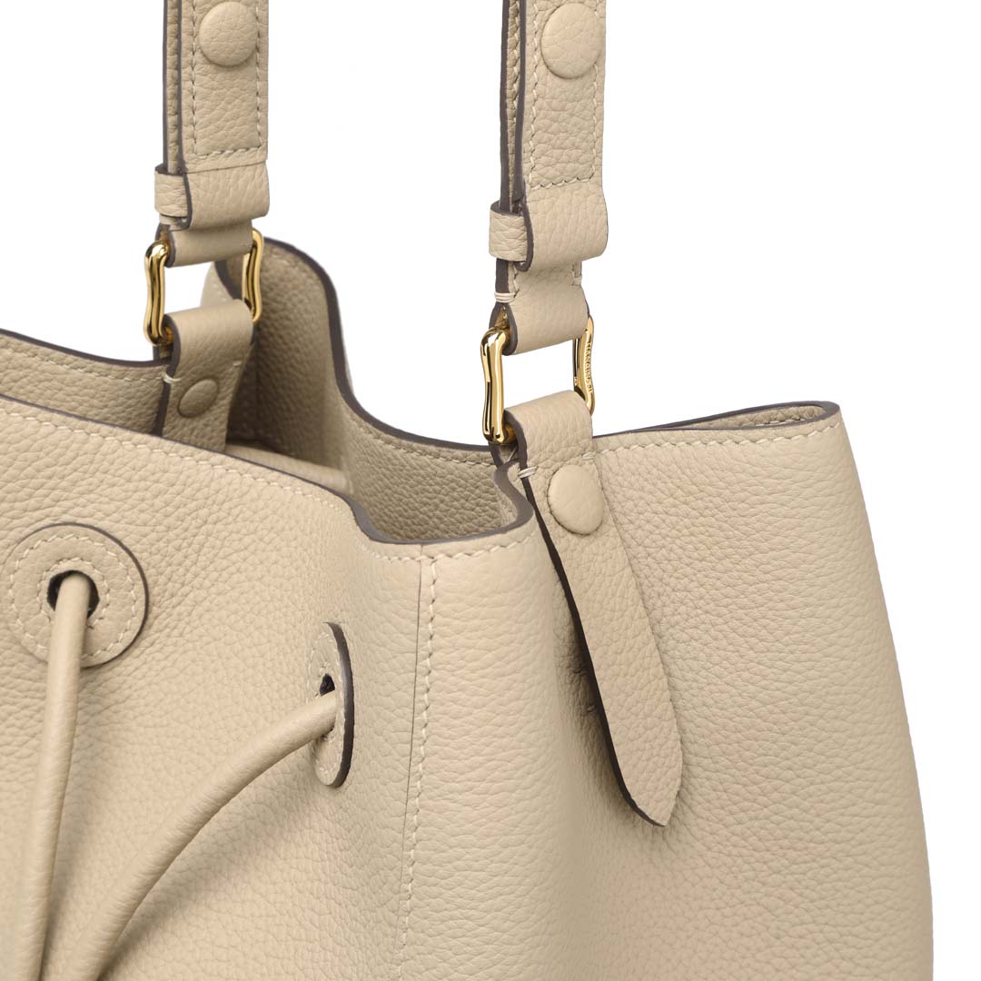 Handmade Apricot TOGO Leather Shoulder Bucket Bag