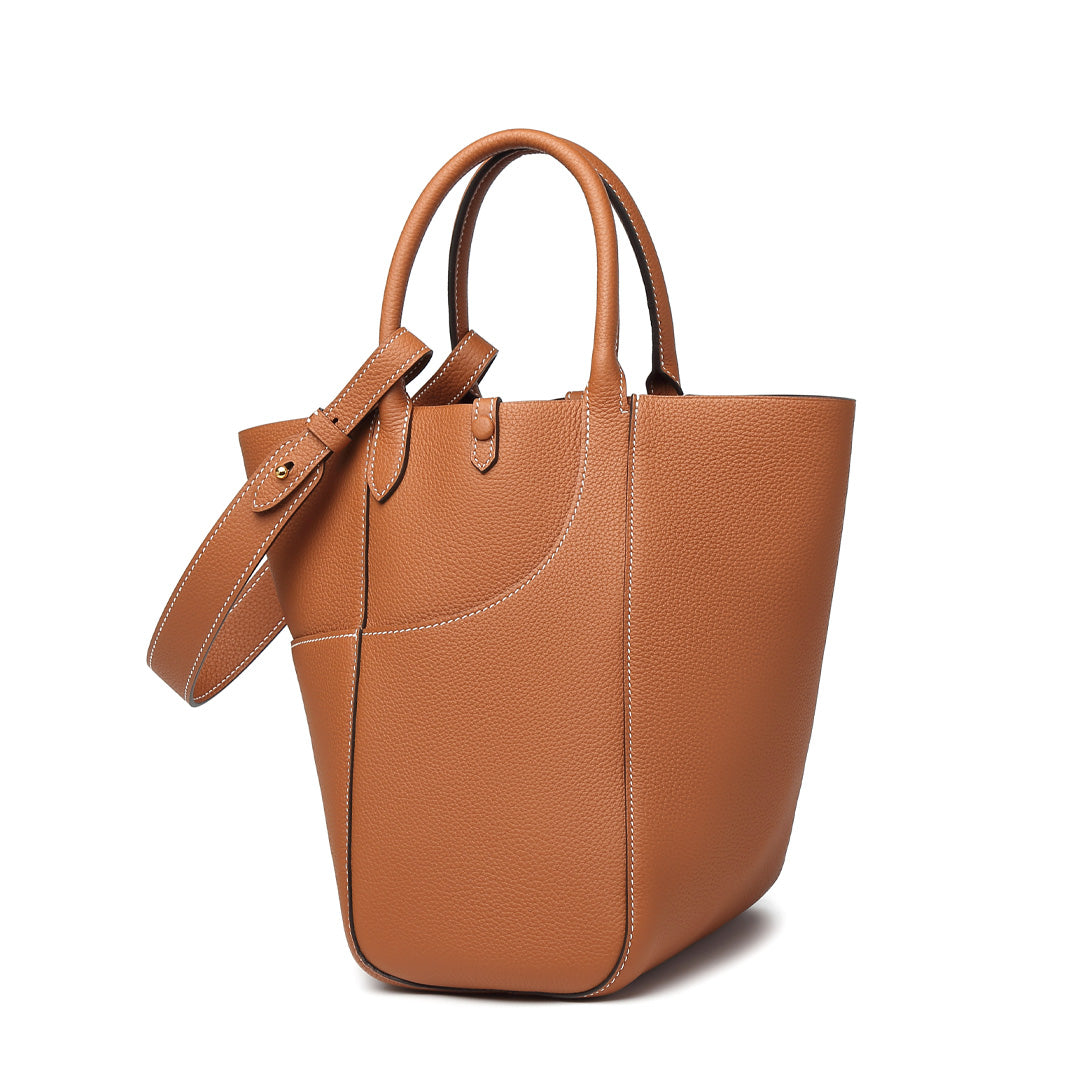 Handmade Gold Brown TOGO Leather Picotin Tote Bag