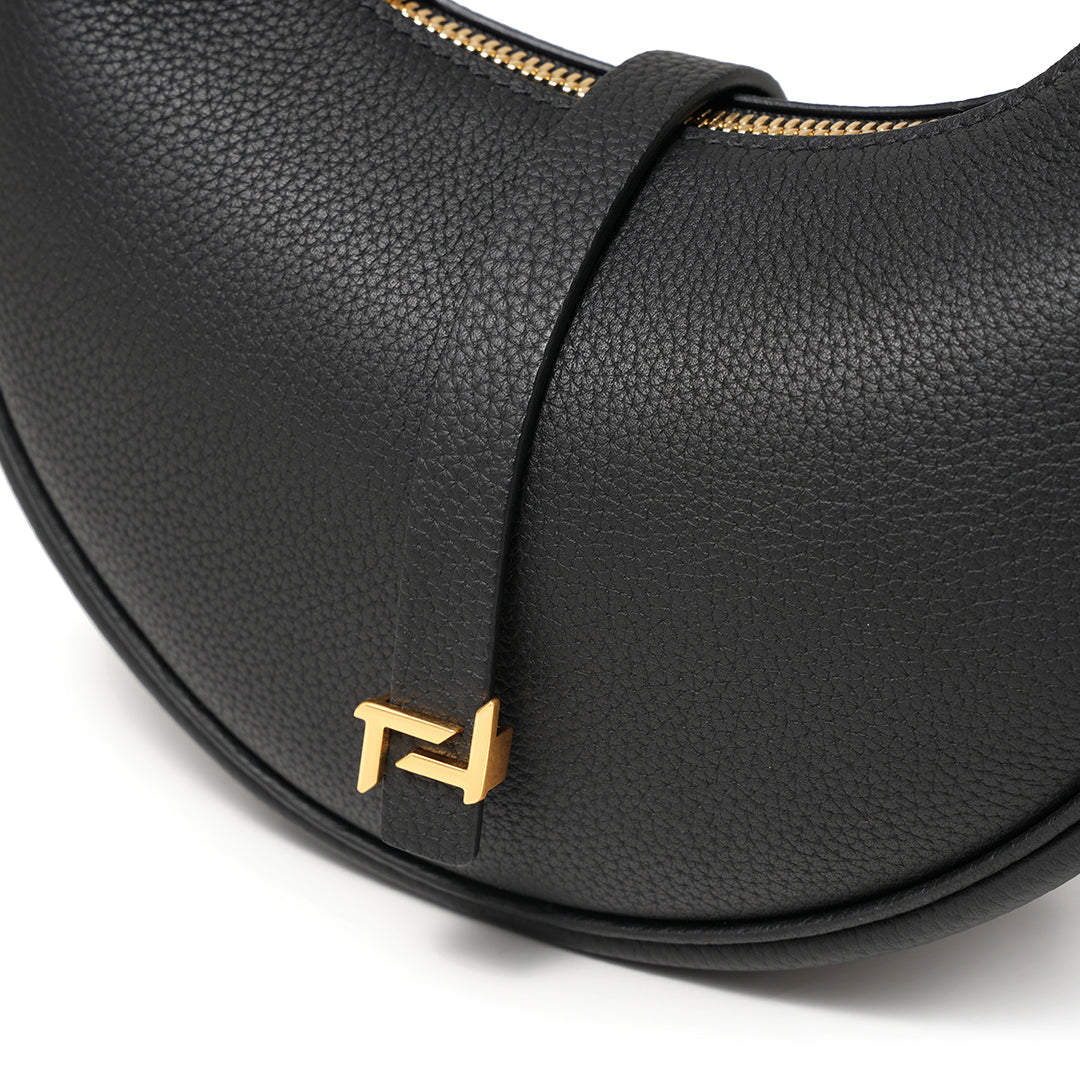 Handmade Black TOGO Leather Crescent Bag