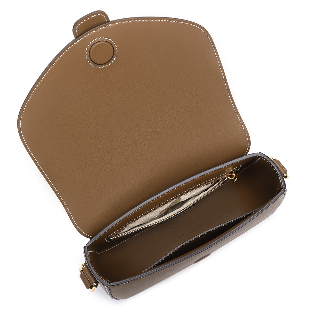 Handmade Brown SWIFT Leather Crossbody Flap Saddle Bags