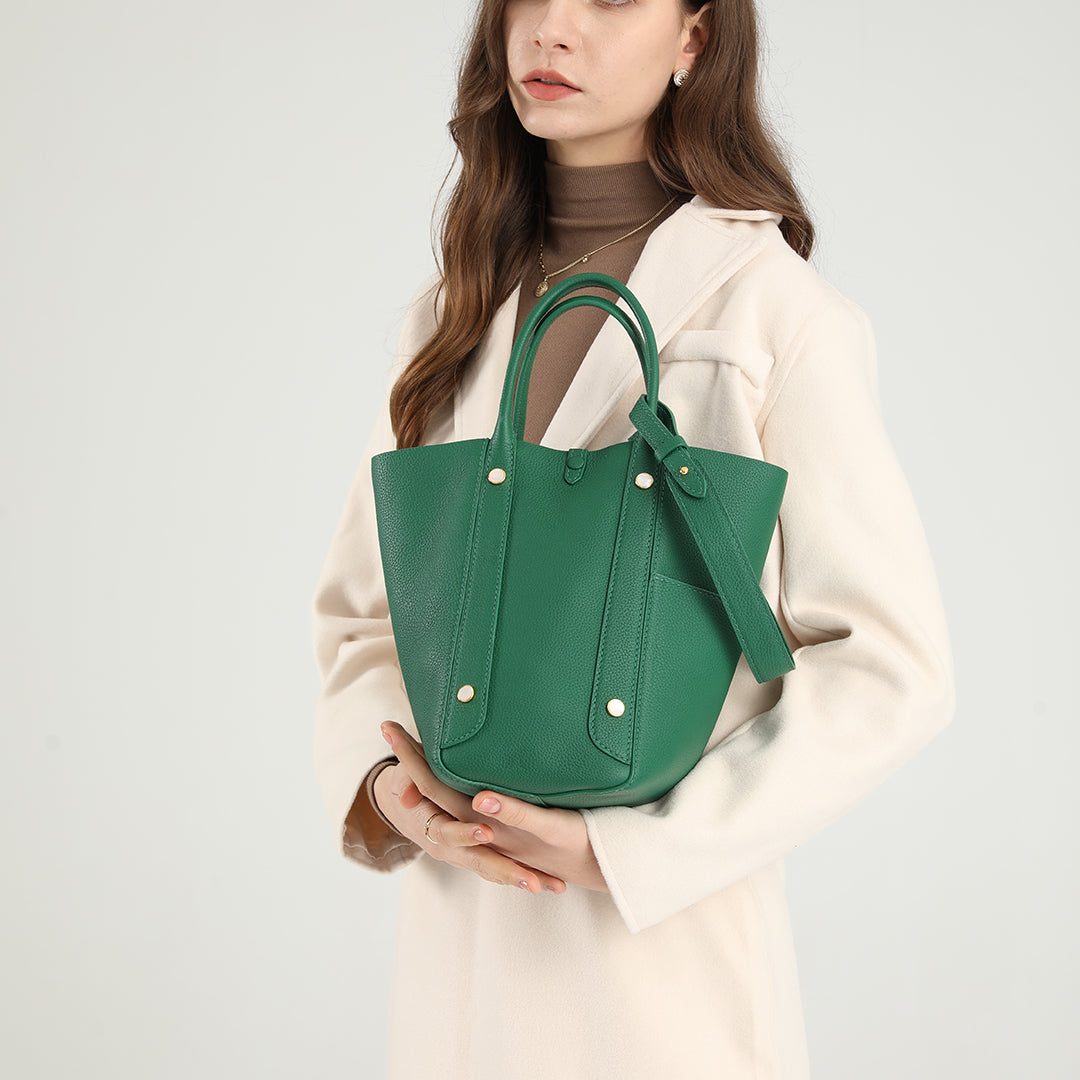 Handmade Green TOGO Leather Picotin Tote Bag