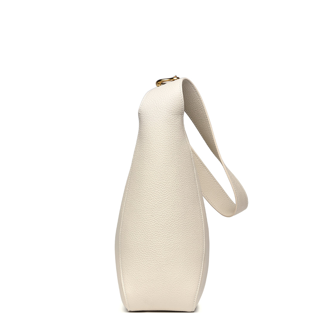 Handmade White TOGO Leather Shoulder Hobo Bag