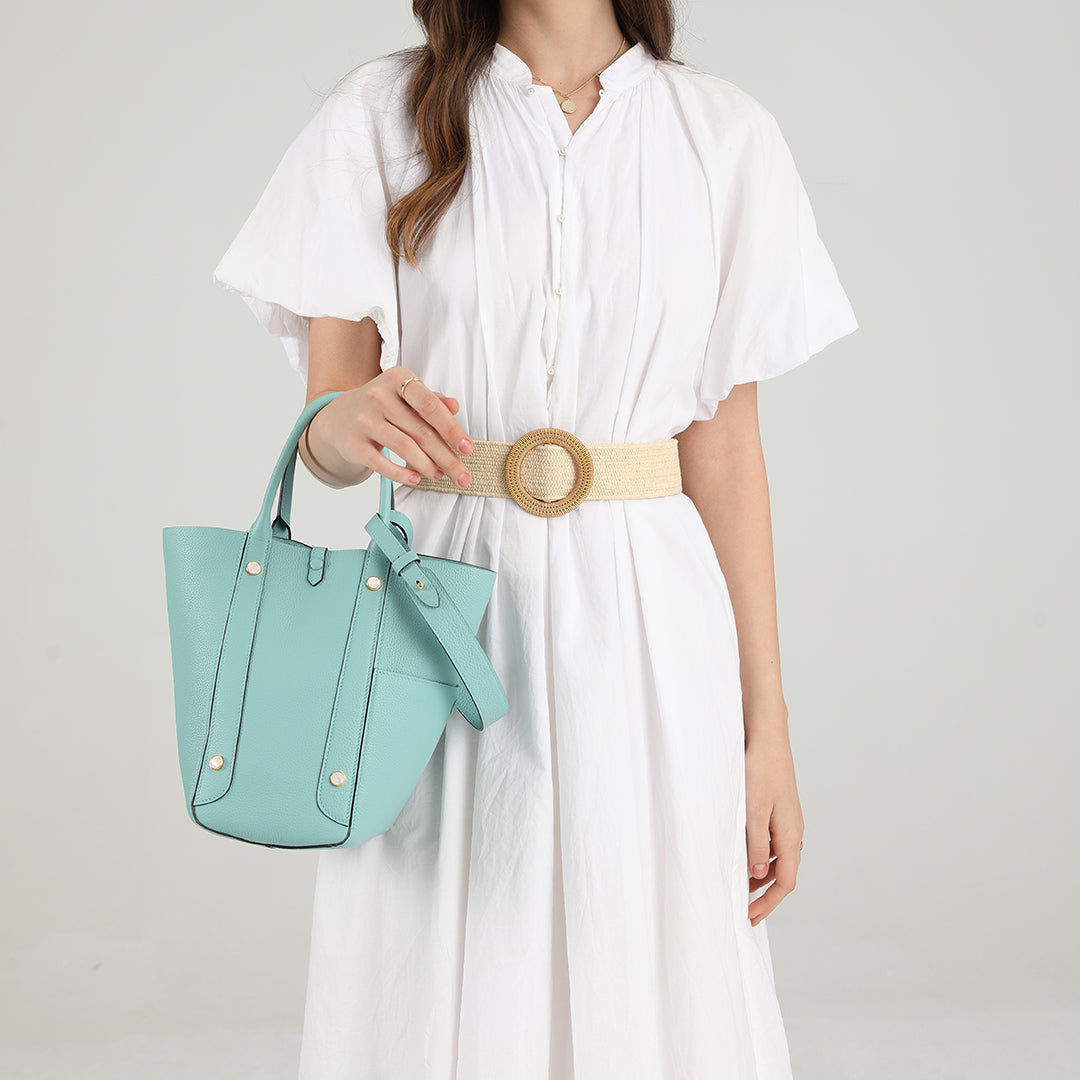 Handmade Macaron Blue TOGO Leather Picotin Tote Bag