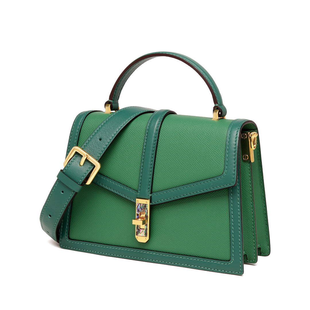 Handmade Green EP SWIFT Leather Organ Crossbody Bag