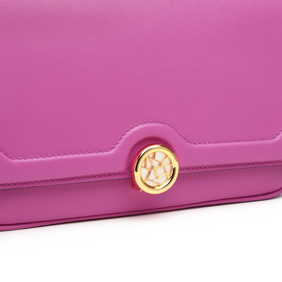Handmade Violet SWIFT Leather Crossbody Gemini Saddle Bag