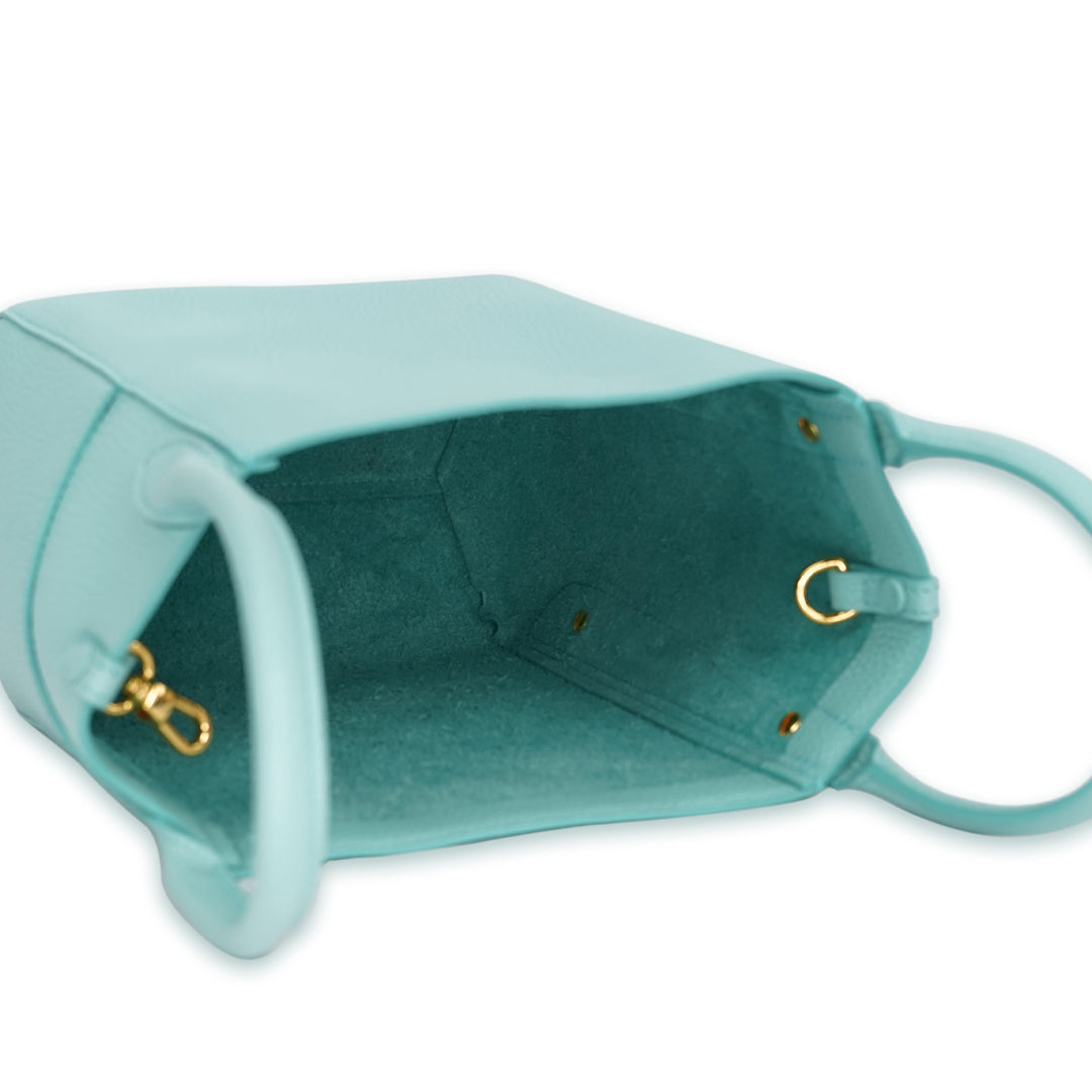 Handmade Macaron Blue TOGO Leather Picotin Tote Bag - Small