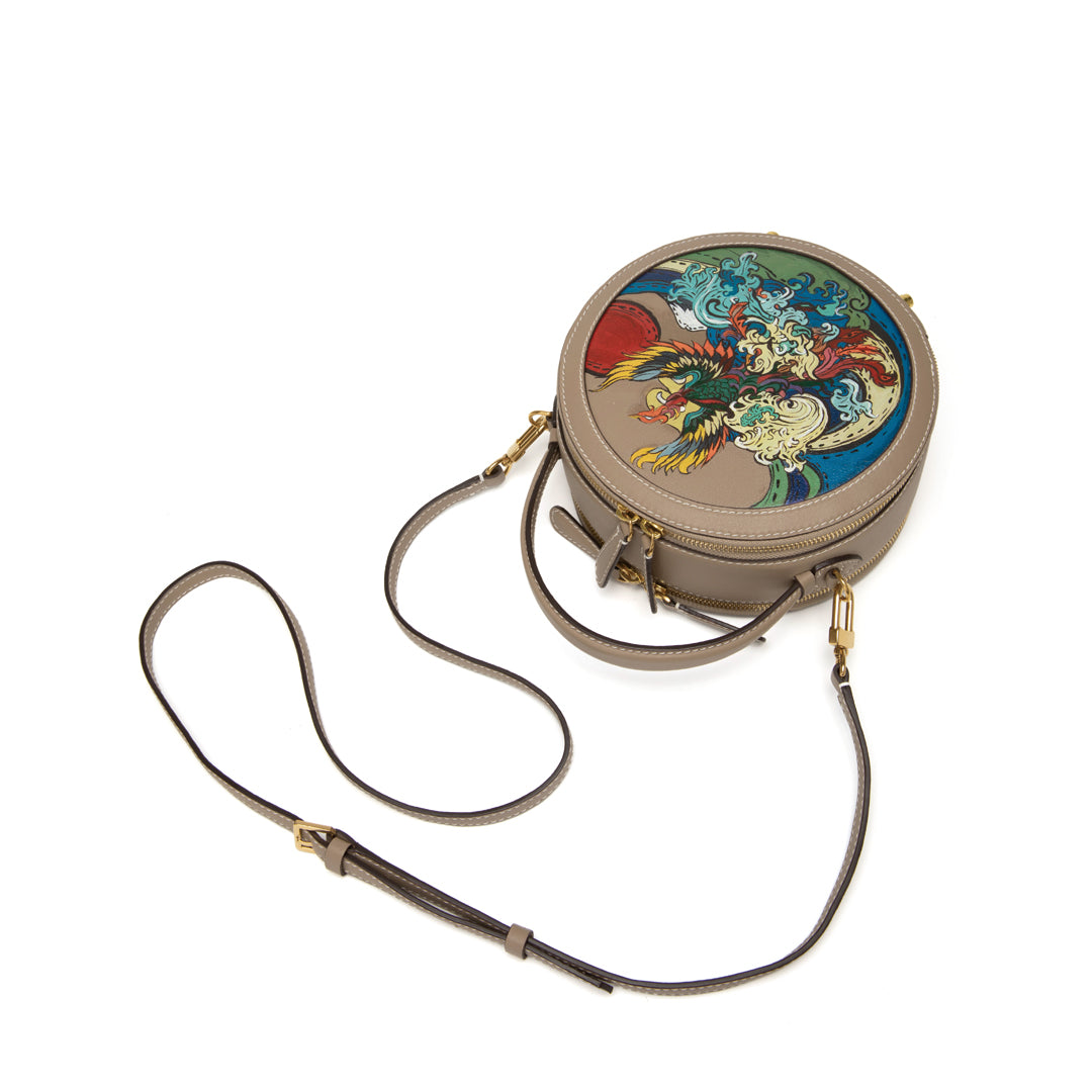 Handmade SWIFT Leather Round Painted Crossbody Bags