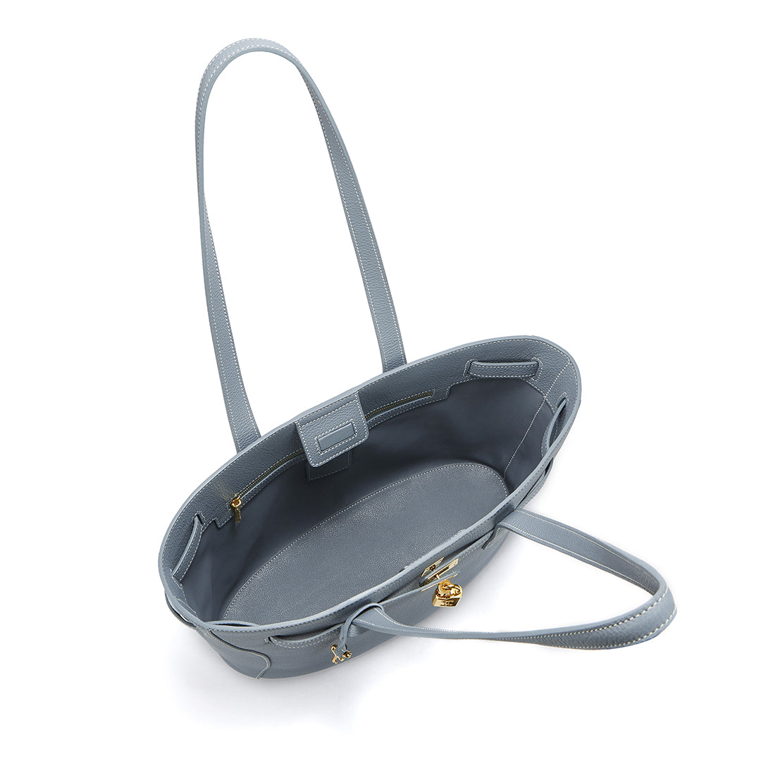 Handmade Blue TOGO Leather Shoulder Tote Bag