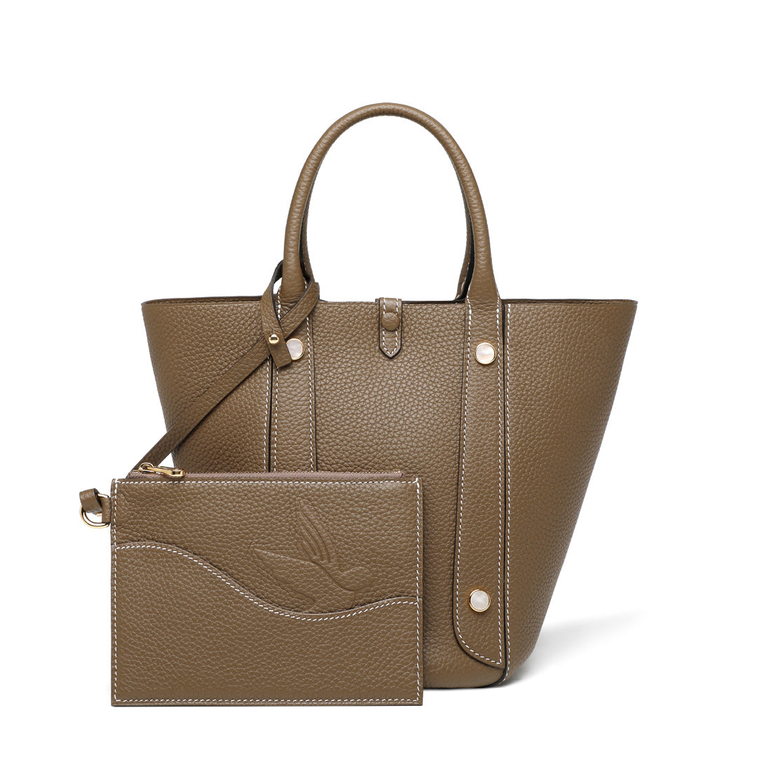 Handmade Etoupe TOGO Leather Picotin Tote Bag - Small