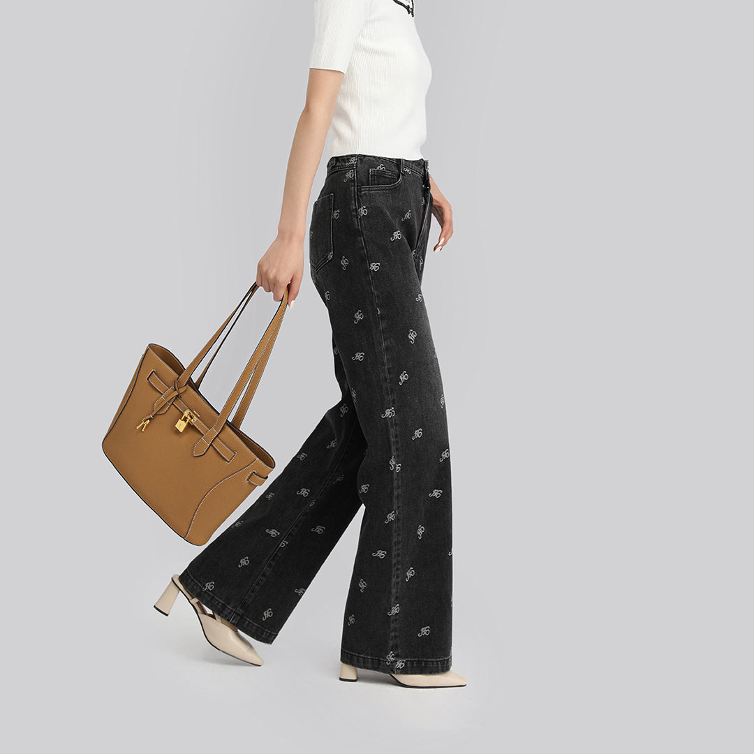 Handmade Milk Tea TOGO Leather Shoulder Tote Bag