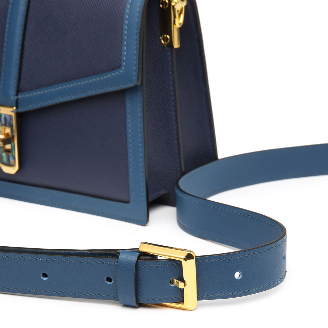 Handmade Blue EP SWIFT Leather Organ Crossbody Bag