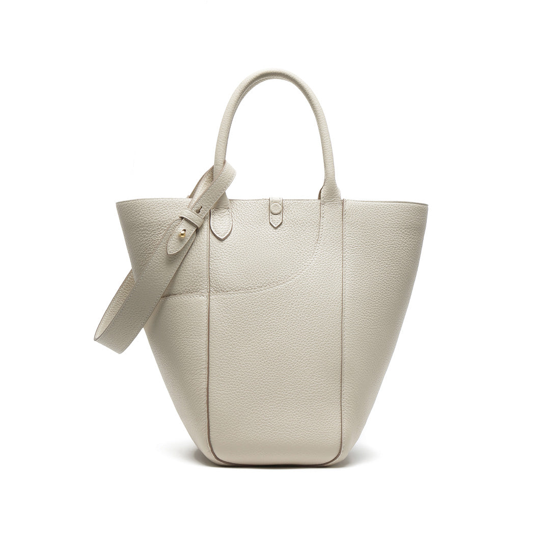 Handmade Cream White TOGO Leather Picotin Tote Bag