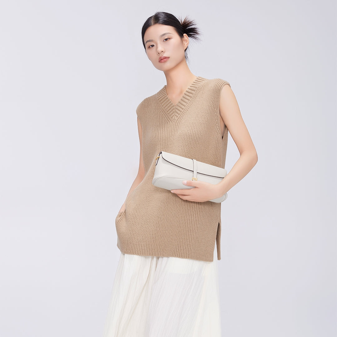 Handmade Gray TOGO Leather Shoulder Bag