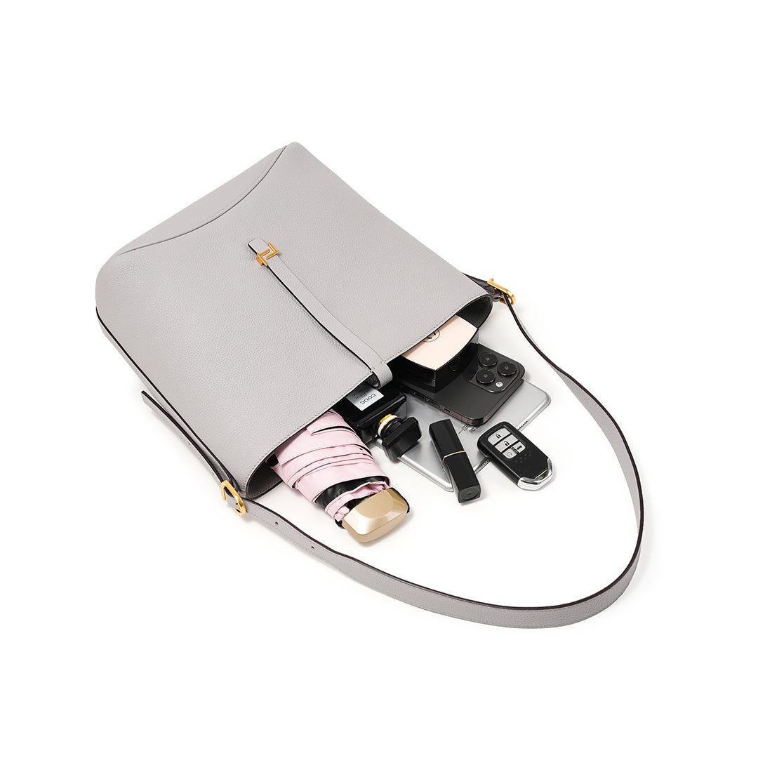 Handmade Gray TOGO Leather Bucket Bag