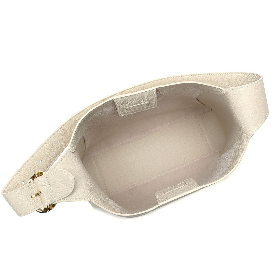 Handmade White TOGO Leather Shoulder Hobo Bag