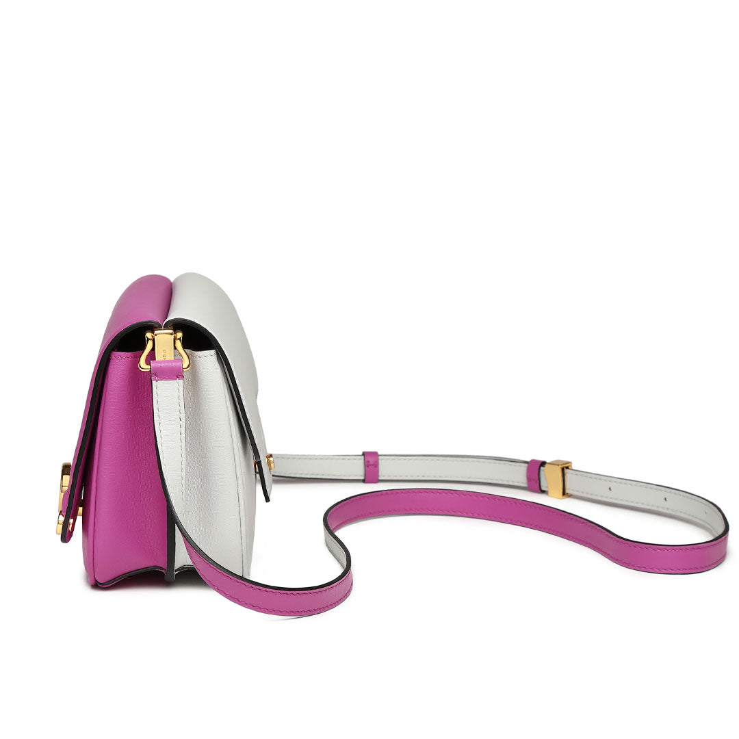 Handmade Violet SWIFT Leather Crossbody Gemini Saddle Bag