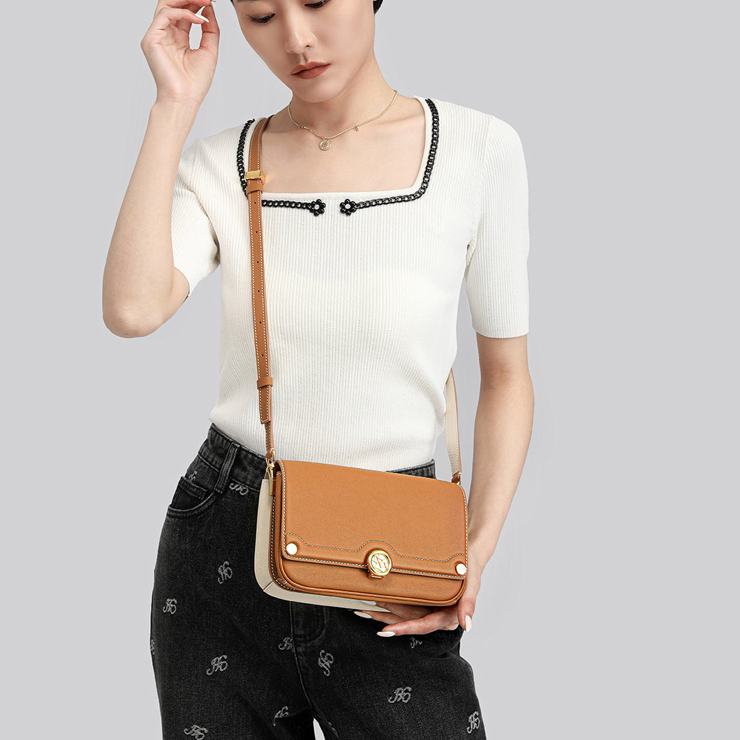 Handmade Biscuit SWIFT Leather Crossbody Gemini Saddle Bag