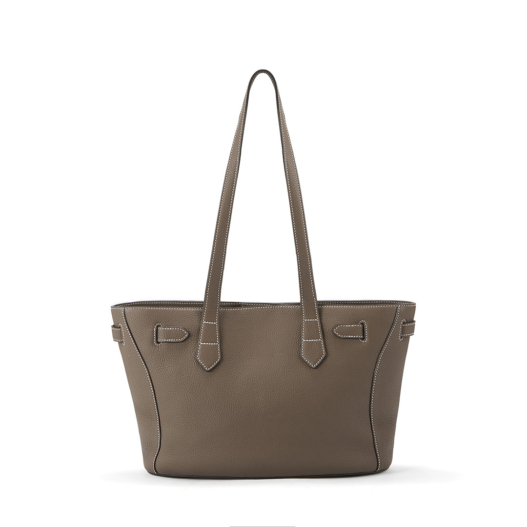 Handmade Etoupe TOGO Leather Shoulder Tote Bag