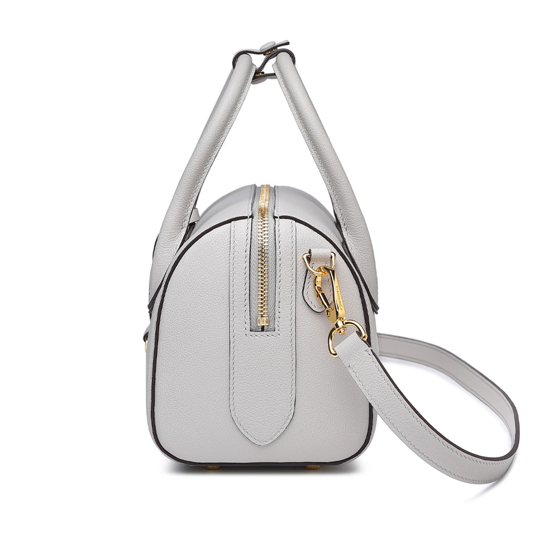 Handmade Gray SWIFT Leather Boston Tote Bag