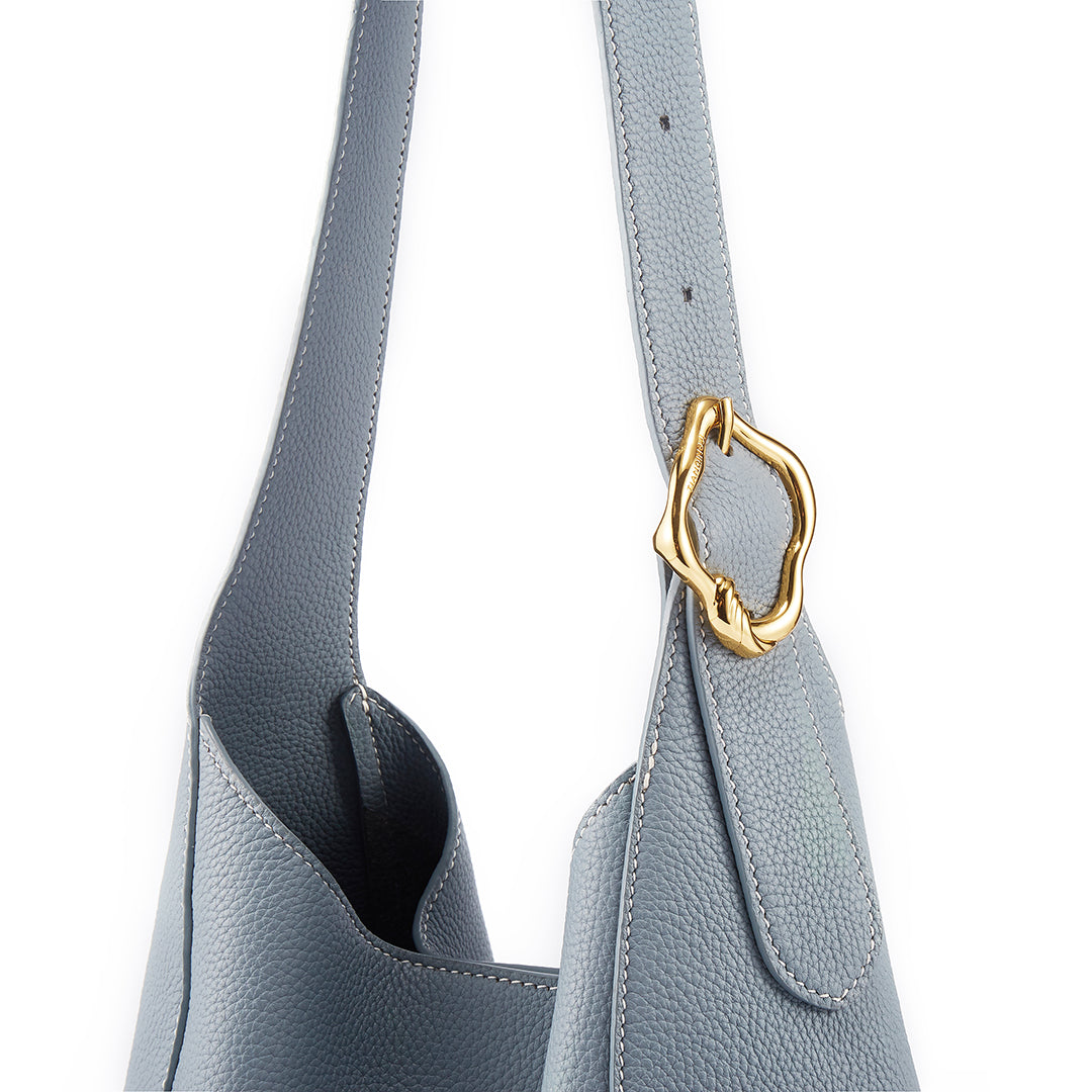 Handmade Blue TOGO Leather Shoulder Hobo Bag