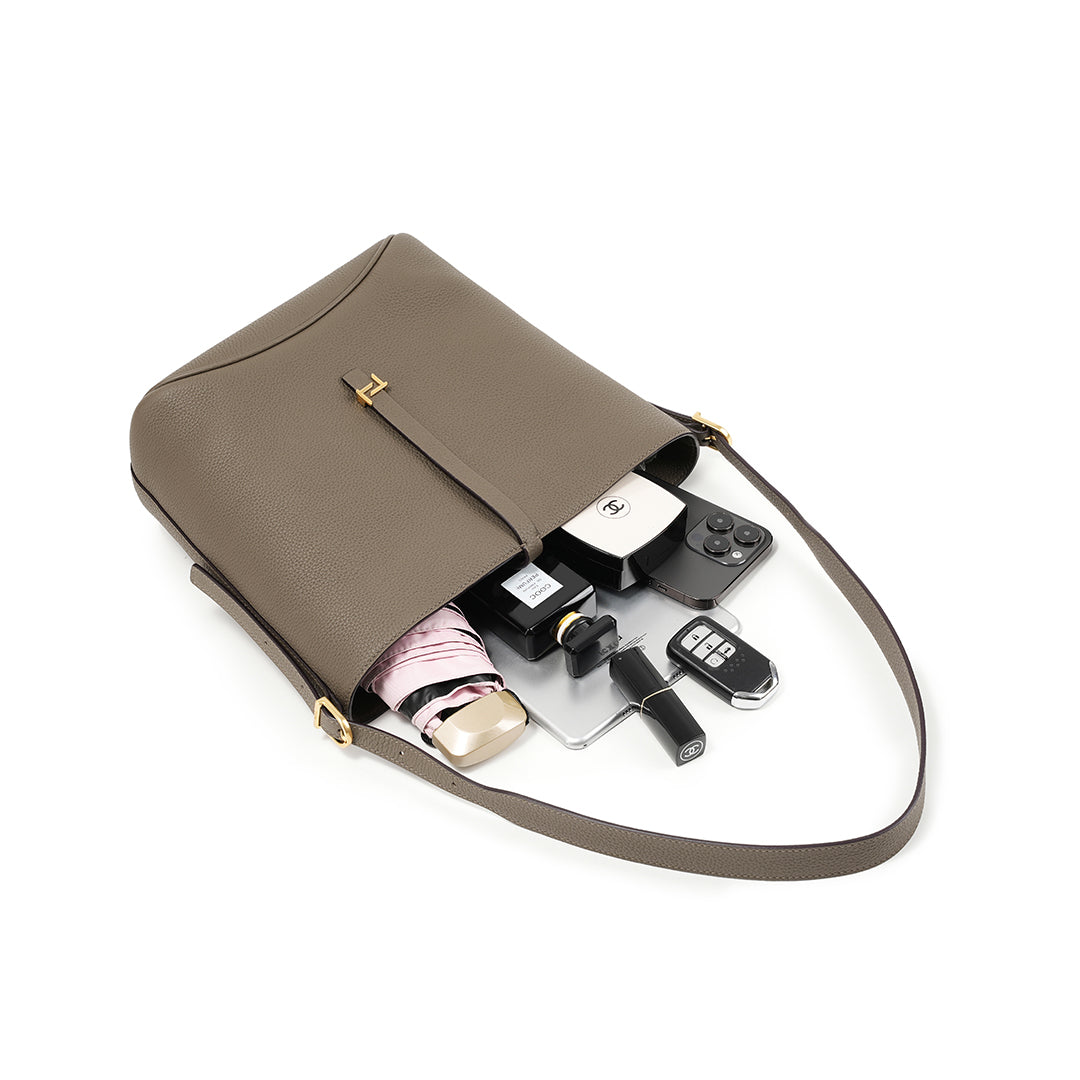 Handmade Etoupe TOGO Leather Bucket Bag